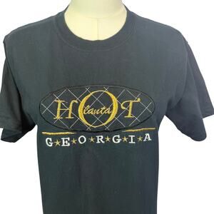 Vintage 90s Atlanta Georgia Embroidered “Hot Lanta” T-Shirt Navy Blue